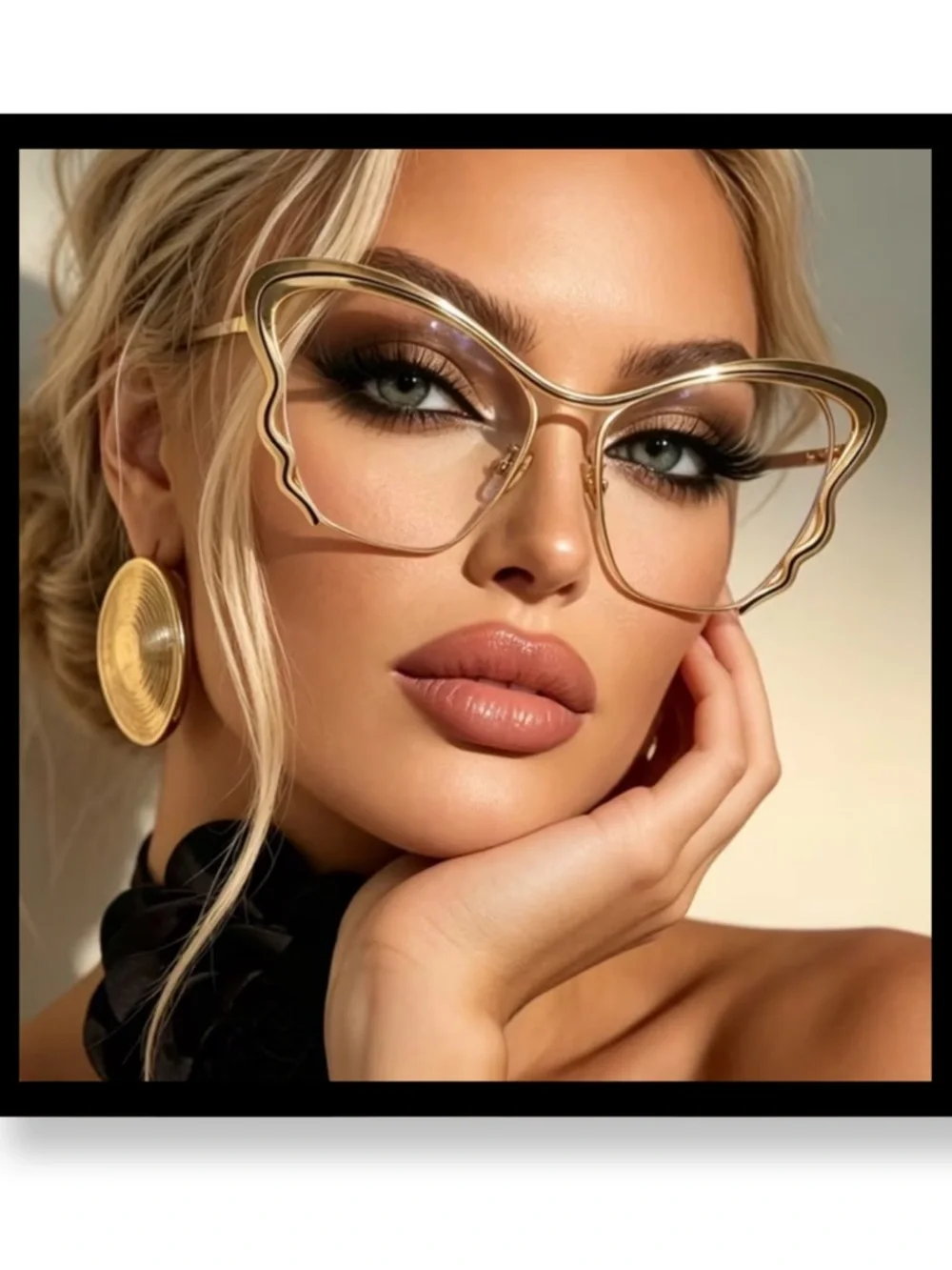 New Gold Butterfly Frame Fashion Glasses